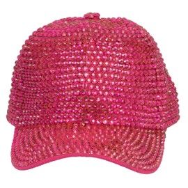 TOP HEADWEAR Women's Full Sparkle Rhinestone Gem Bling Baseball Cap - Fushia