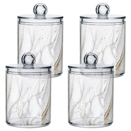 Zhirexin Gold Marble 2PC Airtight Transparent Glass Storage Jar, Food Storage Container Glass, Can Store Candy, Salt, Coffee Beans, With lid, Easy To Use, B06H22018