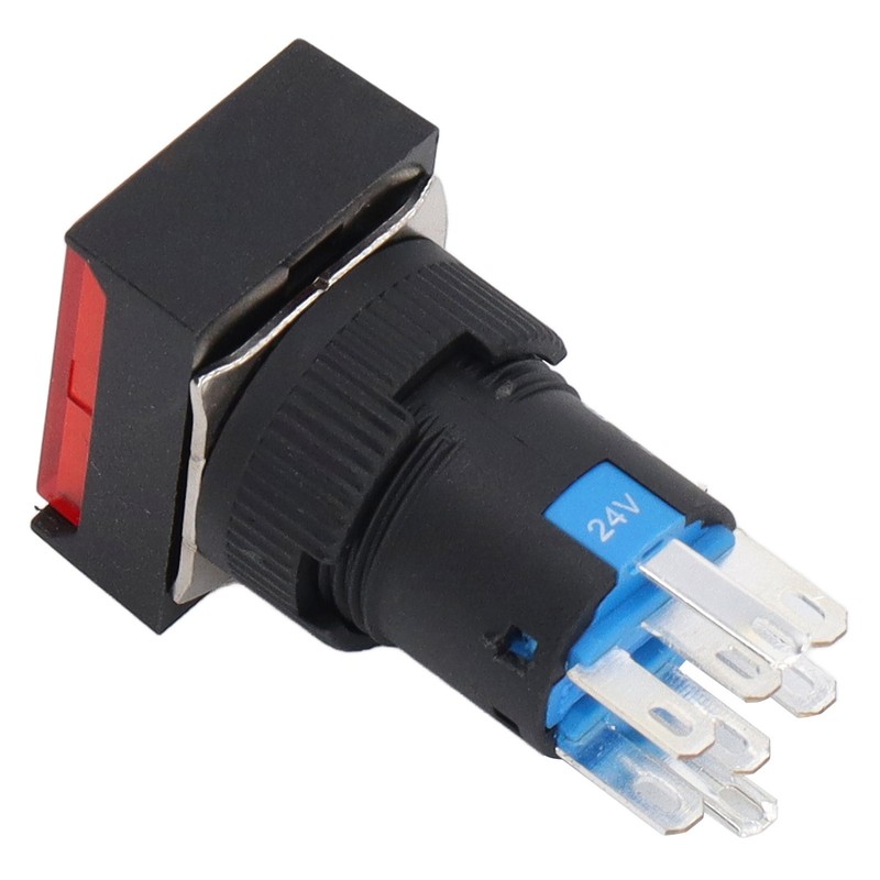 25 Pcs Push Button Switch Light Indicate Self Locking Long