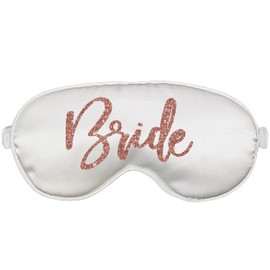 Bride Sleep Masks - Bronze Sparkle Glam Bride White Satin Eye Mask - Honeymoon Gift for Her - White Mask