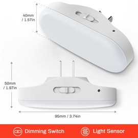 DORESshop Red Night Light, Auto On/Off, 0-100 LM Adjustable Brightness, Dimmable Plug Into Wall Light Sensor Night Light for Kids Room, Bedroom, Stair Lights, 1W, 2 Pack