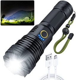 Flashlights High Lumens 100000, Super Bright Rechargeable Flashlight High Power, LED Tactical Flashlights Waterproof with Zoomable 5 Modes for Camping, Hunting and Emergencies