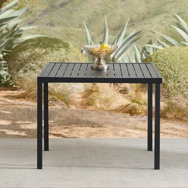 Puntogen 35.5" Square Outdoor Dining Table for 4, Metal Patio Dining Table with Umbrella Hole for Garden, Backyard and Deck, Black