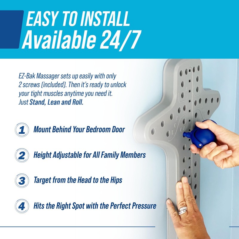 EZ-Bak Massager - Wall Mounted Roller Ball Massage for Deep