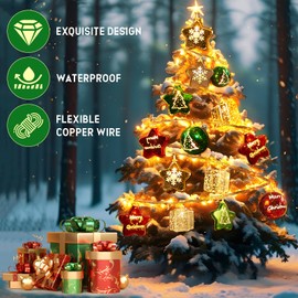 OPSLEA Christmas Decorative Lights String, 10FT Christmas Balls Stars Lights Fairy Lights for Bedroom Classroom Christmas Tree Party Wedding Decorations Xmas Decorations