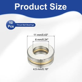 PATIKIL Thrust Ball Bearings 6x11x4.5 mm, 10 Pcs Chrome Steel Miniature Single Row Roller Miniature Ball Bearings for Conveyor Systems Machine Tools, Silver