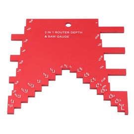 Step Depth Gauge 2 in 1 Aluminum Alloy Accurate Laser Markings Gauge for Router Table Saw Red