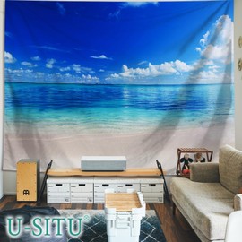 U-SITU Tapestry Blue Sea Tropical Okinawa Hawaii Blue Sky Stylish Background Multifunctional Cloth Poster Wall Hanging Wall Decor Interior Atmosphere Change (Width 78.7 x Length 59.1 inches (200 cm) x