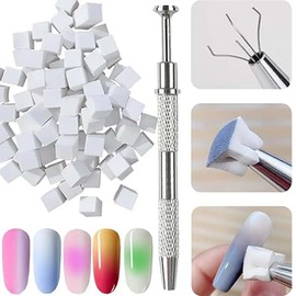 EYVRPAU 50 Pack Nail Art Sponges with Metal Clamp, Sponge Brush Applicator, Sponge Nail Brush, Nail Art Accessories, Sponge Brush, Ombre Nail Art Pattern