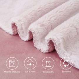 ZYFZCYBL Cozy Luxury Faux Fur Blanket, 2 Layers 60" x 80" Plush and Sturdy Thick Warm, Suitable for Couch Bedroom, Fluffy Elegant Throw for Home Decor Blanket, Pack of 1 Pink