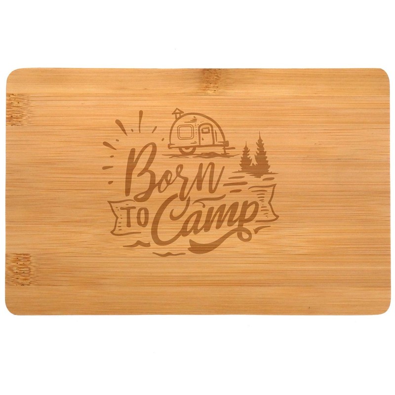 Samunshi® Wooden Board with Engraving Born to Camp Camping Bamboo