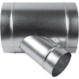 8" Inch to 4" Inch Branch Wye-Shape Ducting Splitter - 45 Degree Galvanized Steel 3-Way Dust Collection Fitting - Branches for Exhaust Fan - Ducting Adapter - Duct Hose Connector