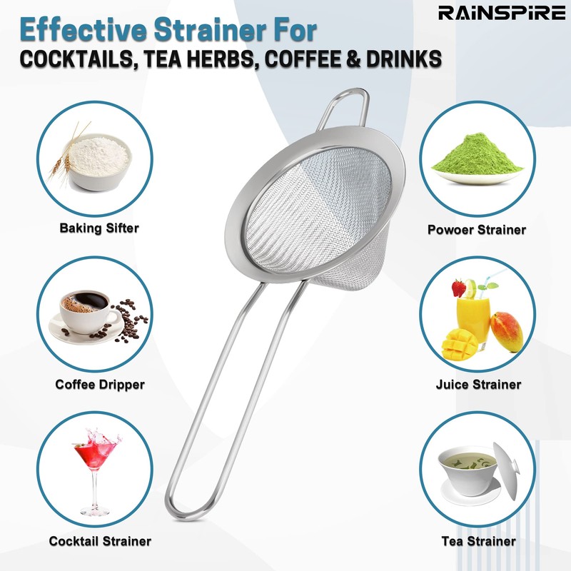 Upgraded 3.3" 304 Stainless Steel Fine Mesh Strainers for Kitchen,