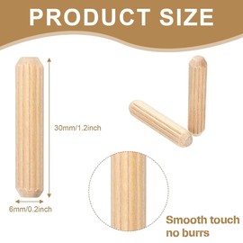 RAMGLYO 50 Pcs Cabinet Drawer Round Dowels 6mm X 50mm Dowels Wood Fluted Wooden Craft Dowel Pins Rods (6mm X 50mm)