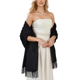 PAMEILA Women's Scarf Pashmina Shawls and Wraps for Evening Dress Wedding Bridal Bridesmaid Winter Warm Long Large Scarves,Black