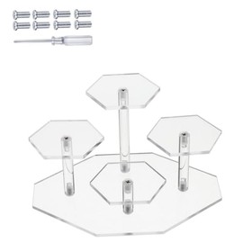 FUNNTY 4 Tiers Collectibles Display Stand, Transparent Acrylic Riser for Figures, Shelf Risers for Cupcake, Donuts, Anime Figures