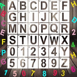 MEISO Plantilla de Letras y Números, 36 Piezas, Reutilizable, para Pintar y Manualidades, 12.7cm