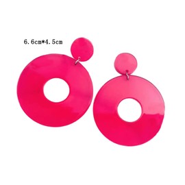 Acrylic Transparent Hollow Double Circle Round Dangle Earrings Geometric Statement Drop Earrings for Women Summer Holiday Cool Party Jewelry-red