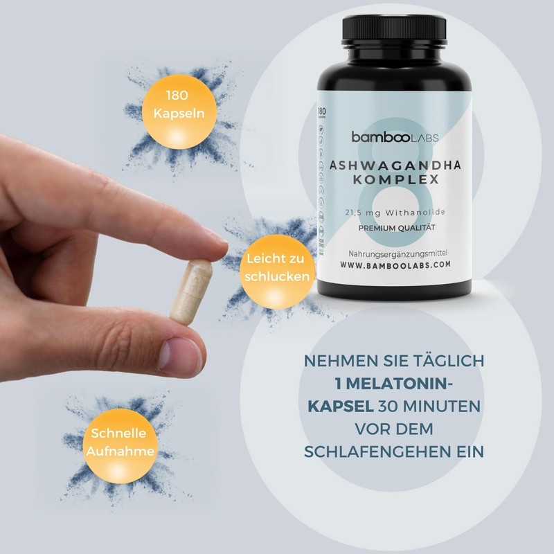 Bamboo Labs - Ashwagandha Capsules with Withania Somnifera Dry Extract,