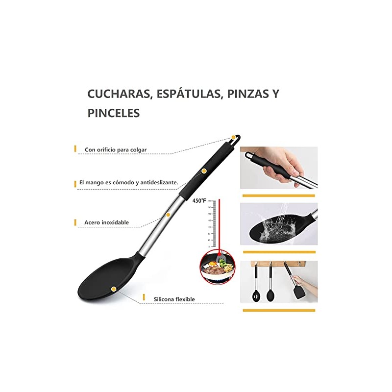 Risom - Utensilios de cocina de silicona, 32-Piezas Juego de