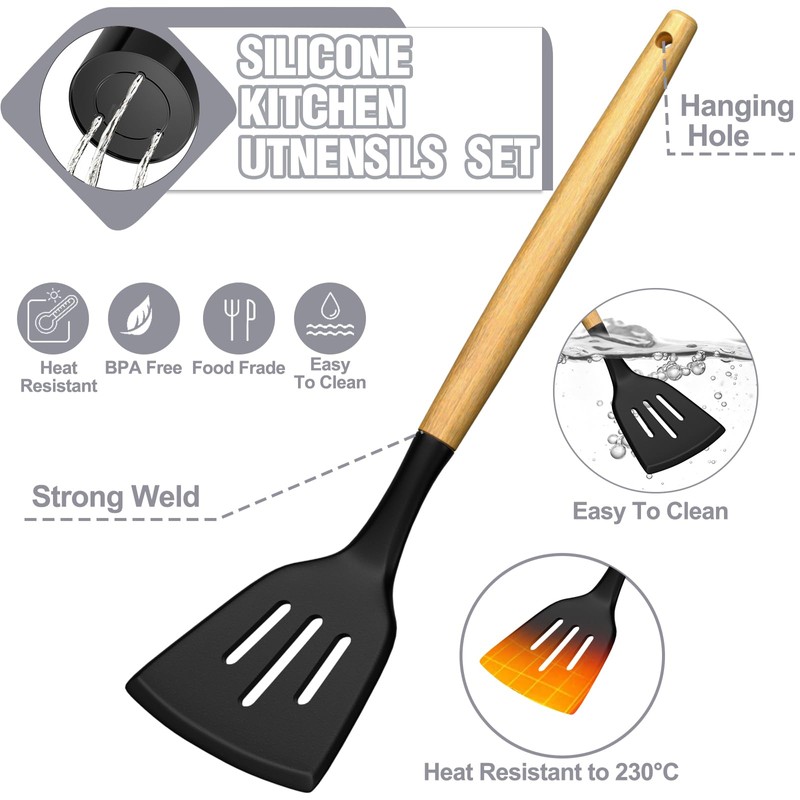 Kitchen Utensils Set- 34PCS Silicone Cooking Utensil with Holder, Umite