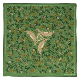 WHTE MOSS Classic Three Hares bandana hair scarf, boho floral handkerchief, 100% extra soft cotton cozy Christmas gift(Grass green)