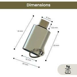 Jembe - USB A Female to USB C Male Converter Adapter - Fast Charge and Easy Data Transfer Between All Your Devices | Pack of 1, Silver