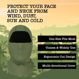 BaHoki Essentials Balaclava Ski Mask - Breathable Thermal Face Cover for Cold Weather - Wind-Resistant Head Gear for Work, Hunting, Snowboarding (Green)