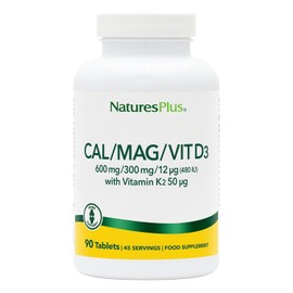 NaturesPlus Calcium Magnesium Vitamin D3 K2 Supplement - Bone, Teeth & Muscle Function Support - High Absorption, Vegan, Gluten Free - 90 Tablets