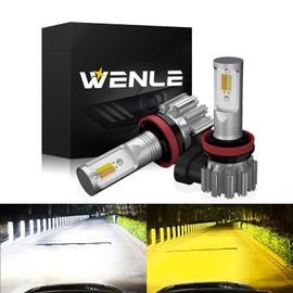 WENLE H8/H9/H11/H16 LED Fog Lamp, 2 Color Switching, White/Yellow, For DC 12V Cars, Bright, 15,000 LM, 40 W, Integrated, Non-Polarity, Adjustable Optical Axis, Fanless, Color Change Valve, 2 Pieces