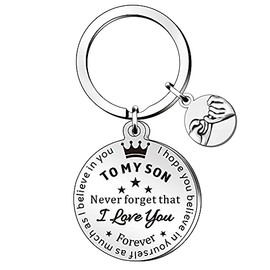QMVMV To My Son Inspirational Gifts Keyring Keychain Key Rings Chains From Mum Dad Never Forget That I Love You Forever