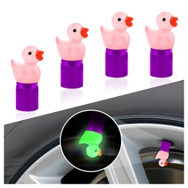 4PCS Auto Tire Valve Stem Caps,Glow in The Dark Cute Duck Valve Caps for Car Tires,Universal Car Tire Air Caps Replacement Car Decorations for Most Trucks Motorcycles Bicycles (Pink)