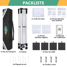 COBIZI 10x10 Pop Up Canopy with 4 Removable Sidewalls, Easy Set Up Canopy Tent, Waterproof Instant Party Tents for Weddings & Parties, UPF 50+ UV Protection, 3-Height Adjustable Frame,White