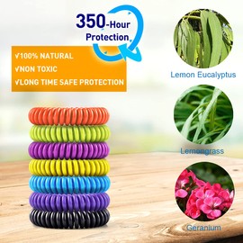 14 Pack Mosquito Bracelets for Kids Adult - Nature Citronella, Lemongrass and Eucalyptus, Up to 350 Hour of Protection