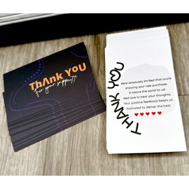 K’s 50 Thank You For Your Order Cards for Small Business - High Quality - White/Blue