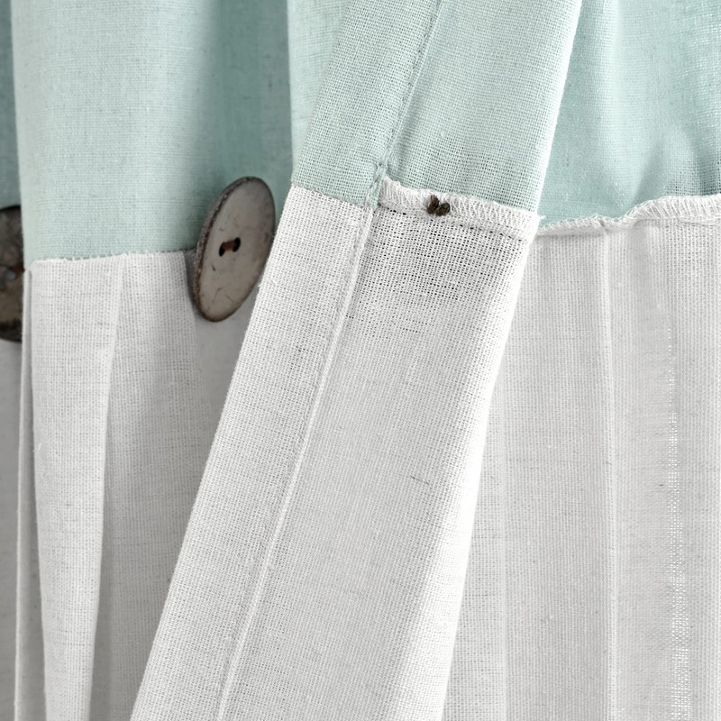 Lush Decor Linen Button Farmhouse Kitchen Tier Curtain Set, Pair,
