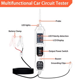 Lqito Lqito Multifunctional Car Circuit Tester Component Activation Electrical Tester 6-24V/3.5-36V AC/DC Car Power Tester Digital Display Short Circuit Finder for Continuity Testing
