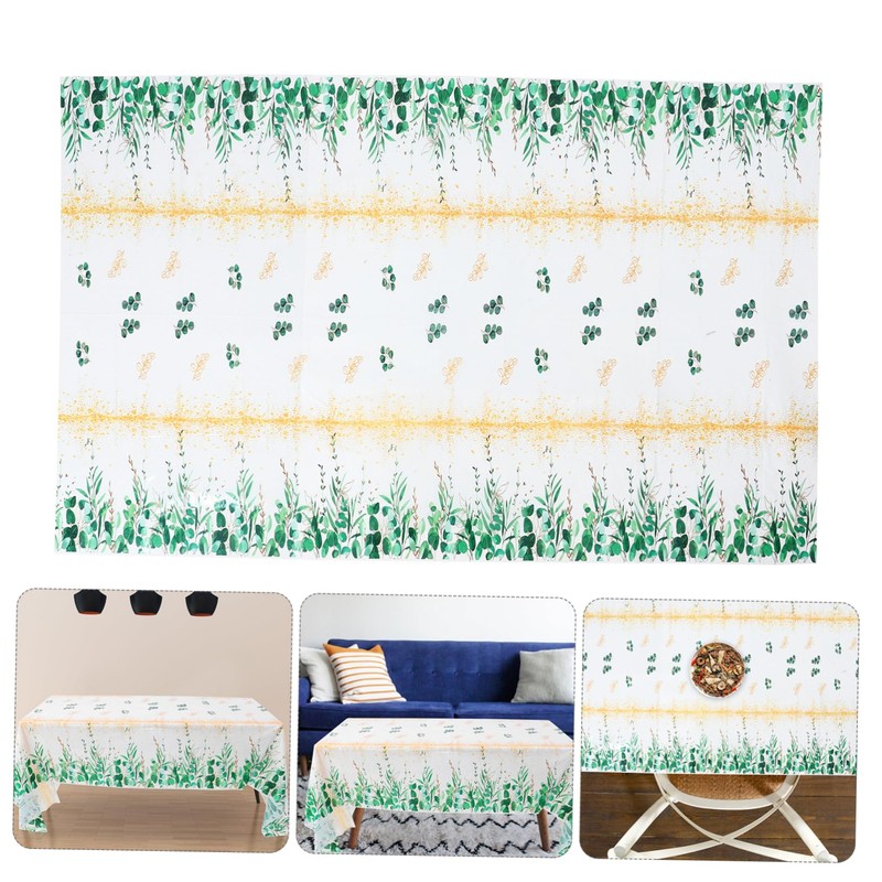 Kisangel Eucalyptus Leaf Table Cover Elegant Dining Table Decoration for