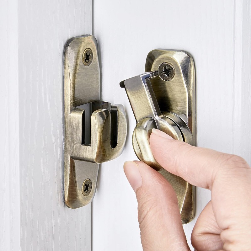 INIRET Barn Door Latches,Bronze 90/180 Degree Gate Lock,Zinc Alloy Right