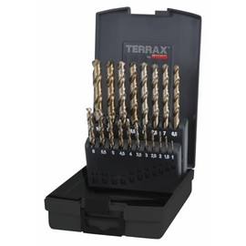 Terrax A215214 Cobalt Drill Bit Set 19 Pieces in Sheet Steel Case