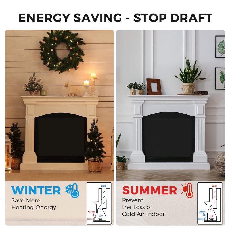 NABOWAN Magnetic Fireplace Cover Easy Install - Indoor Fireplace Blanket