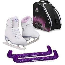Jackson Ultima Finesse JS181 Figure Ice Skates for Women Bundle with Guardog Skate Guards, Jackson Skate Bag JL350 / Skates Color: Purple/Width: Medium/Size: Youth 3 (Kid's)