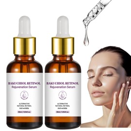 Pack of 2 Retinol Serum Face - Korean Skincare Serum with Bakuchiol 0.3% & Hyaluronic Acid - Retinol Ser for Face/Neck/Eyes - Anti-Ageing Face Serum for Fine Lines and Wrinkles, Skin Repair