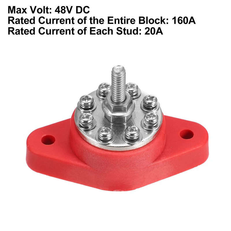 X AUTOHAUX 1/4" Power Distribution Block 8 Point Bus Bar