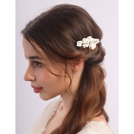 BERYUAN White Flowers Hair Comb Small Flowers Wedding Hair Side Comb Silver Wedding Headpiece Flowers Wedding Headpiece Bridal Hair Comb for Wedding Women Girls