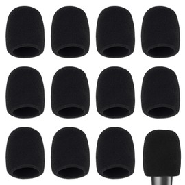12 Pack Microphone Covers Foam, Mic Covers for Microphones, Sponge Microphone Windscreen, Mic Foam Cover Fit for Various Microphone, Noise Reduction & Microphone Protection, Black