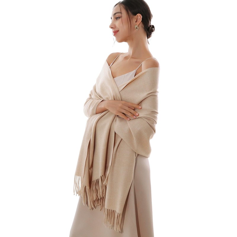 RIIQIICHY Winter Scarf for Women Beige Pashmina Shawls Wraps for