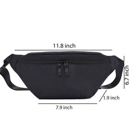 Large Crescent Cross Body Bag for Women and Men Pack Waist Pack for Running Crossbody Bags Adjustable Strap Black