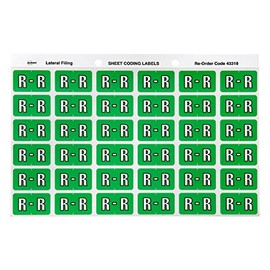 Avery Lateral Filing R Side Tab Colour Coding Labels, Light Green, 25 x 38 mm, 180 Labels (43318)