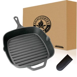 Backcountry Cast Iron 10" Medium Square Grill Pan (Pre-Seasoned for Non-Stick Like Surface, Cookware Range / Oven / Broiler / Grill Safe, Kitchen Skillet Restaurant Chef Quality)